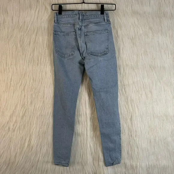 AGOLDE Womens Mid Rise Skinny Ankle Distressed Sophie Cotton Blend Light Wash 23 - Picture 4 of 9